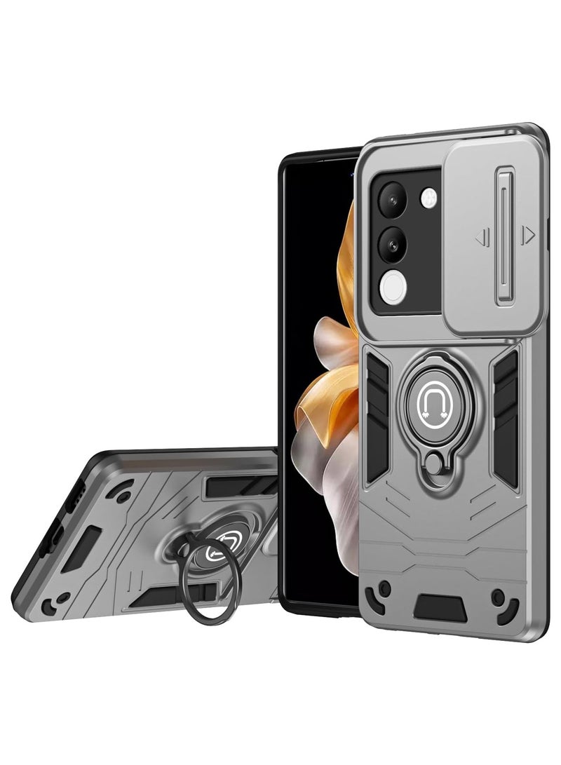 GOLDEN MASK GOLDEN MASK For Vivo V29E/Y200 Armored Window Bracket Camera Shield Cover Camera Lend Protection With Ringe (Grey)  - Image 1