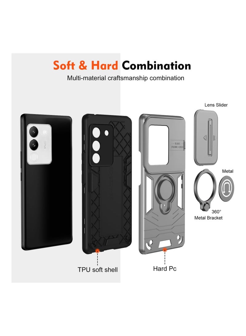 GOLDEN MASK GOLDEN MASK For Vivo V29E/Y200 Armored Window Bracket Camera Shield Cover Camera Lend Protection With Ringe (Grey)  - Image 3
