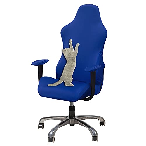 WOMACO Gaming Chair Slipcover Stretch Seat Chair Cover for Leather Computer Reclining Racing Ruffled Gamer Chair Protector Blue Onesize