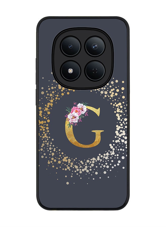 For Xiaomi Redmi Note 15 Pro 5G Case,Slim fit Camera Protection, Shockproof Thin Phone cover  - Custom Monogram Floral - G  (Grey )