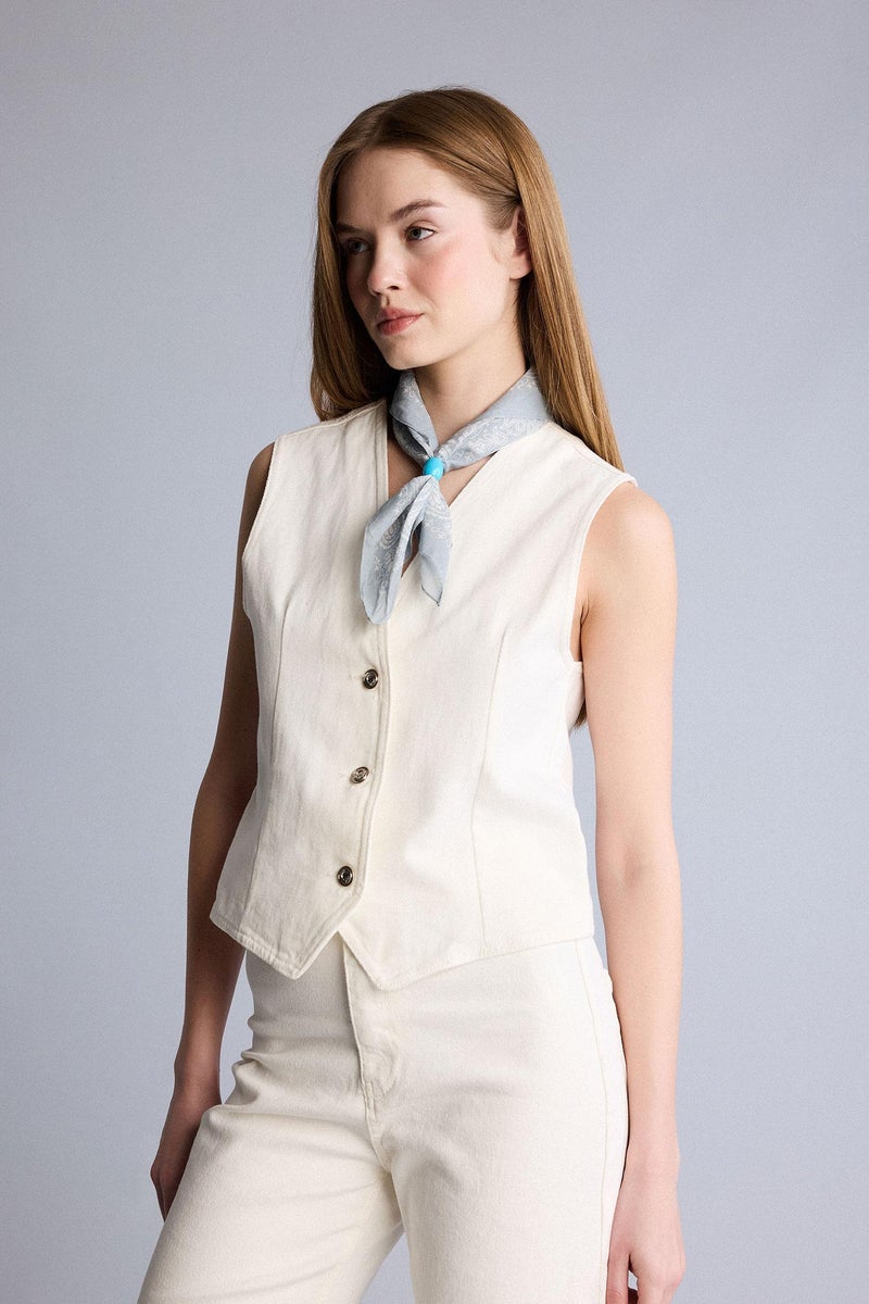 DeFacto White Woman Denim Vest Casual - Image 4