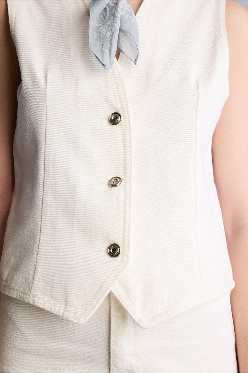 DeFacto White Woman Denim Vest Casual - Image 5