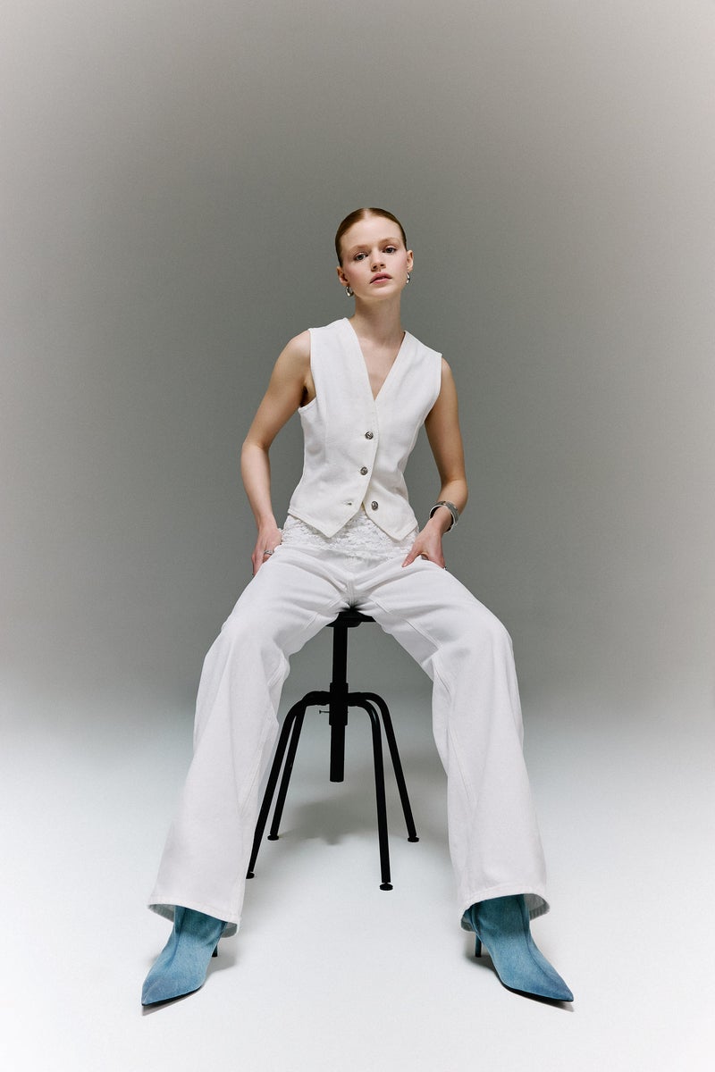 DeFacto White Woman Denim Vest Casual - Image 2