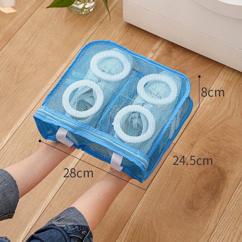 Lazy Shoe Washing Bag Anti-deformation Thickened Shoe Cover Washing Bag Machine Washing Special Polyester Shoe Washing Bag Net Bag Can be Hanged and Dried square blue 