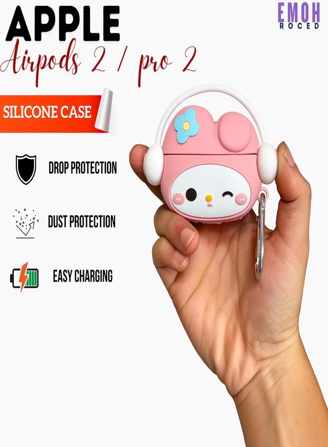 EMOH ROCED Compatible with AirPods Pro 2 Case with Cleaner Kit and Keyhook, Protective, Supports Wireless Charging Case Cover for AirPod Pro 1st/2nd Generation (2022/2019) (Kitty Pink) - Image 3