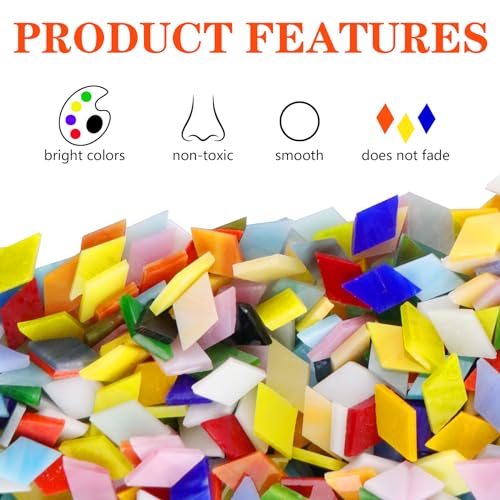 Csdtylh 1000 Pcs Mosaic Tiles, Glass Mosaic Tiles for Crafts Bulk, Stained Mosaic Glass Pieces, Mosaic Supplies for Home Decoration, Art Crafts, DIY Projects, Opaque (Rhombus) - Image 3