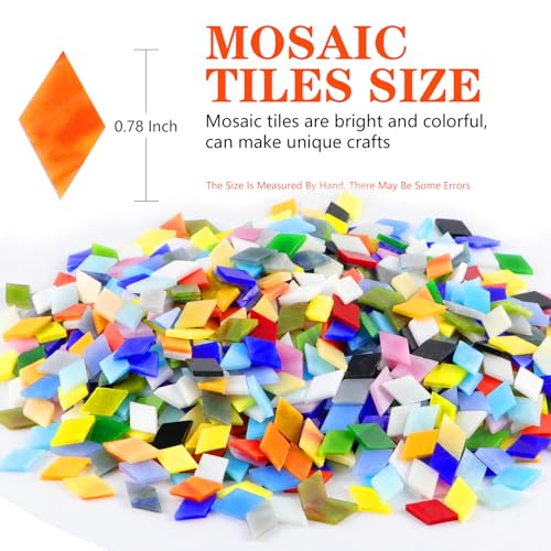 Csdtylh 1000 Pcs Mosaic Tiles, Glass Mosaic Tiles for Crafts Bulk, Stained Mosaic Glass Pieces, Mosaic Supplies for Home Decoration, Art Crafts, DIY Projects, Opaque (Rhombus) - Image 2
