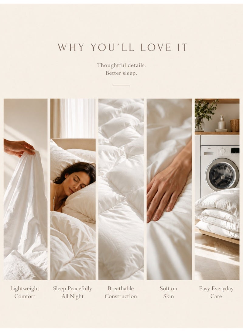 نوم جيد لحاف كوين من Good Sleep | 200×230 سم | حشوة فائقة النعومة بجودة الفنادق | منفوش وقابل للتنفس ومضاد للحساسية | أبيض | لحاف لجميع الفصول | صنع في دبي - Image 5
