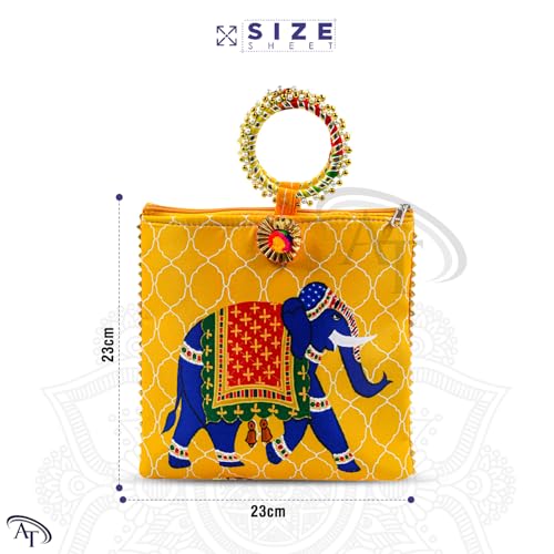 AT Ankit Traders Women Potli Bags Pack of 24 | Gifting Potli with Zip & Bangle Handle | Traditional Shagun Return Gifts Potli for Mehandi, Haldi, Baby Shower, Wedding, Sangeet (Elephant Print) - Image 2