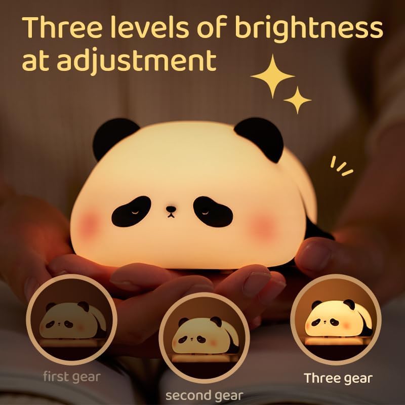 SKYTONE Cute Panda Night Light for Kids,Nursery Silicone Night Light,7-Color Changing LED Lamp,Room Decor, Gifts for Toddler Children Teenage Girls Valentine's Day (Sleep Panda) - Image 2