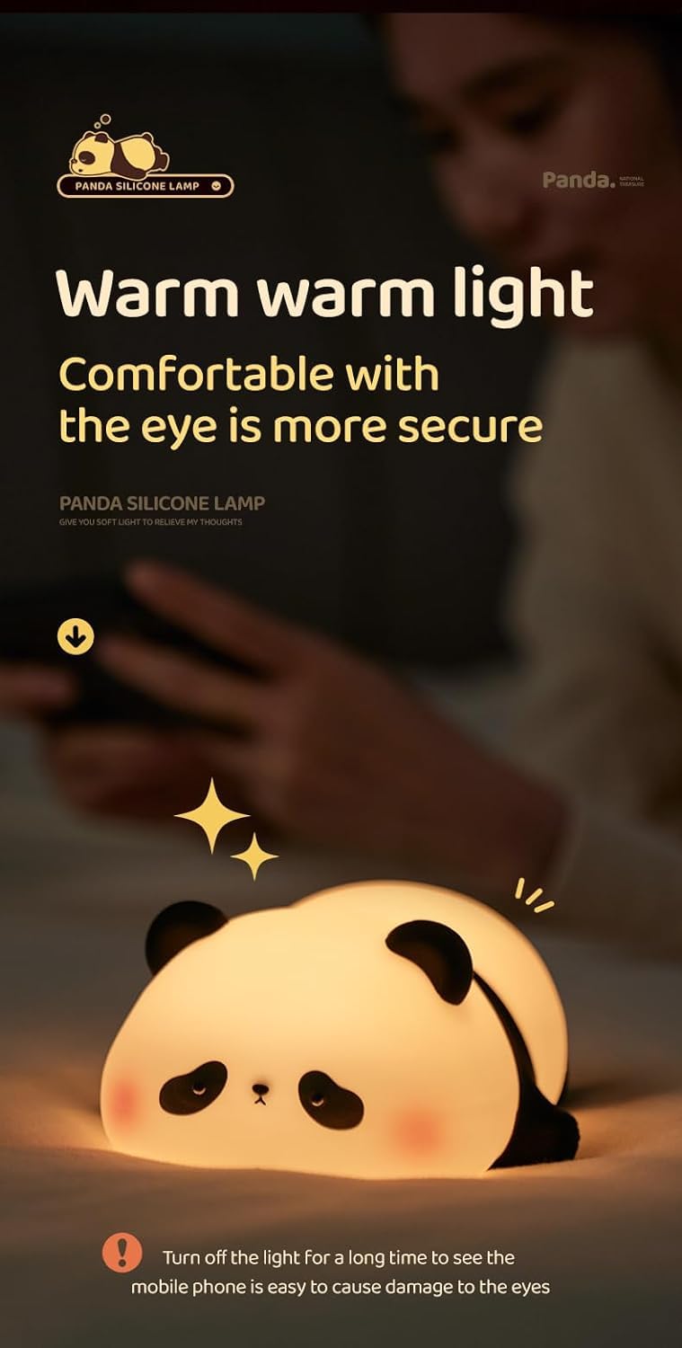 SKYTONE Cute Panda Night Light for Kids,Nursery Silicone Night Light,7-Color Changing LED Lamp,Room Decor, Gifts for Toddler Children Teenage Girls Valentine's Day (Sleep Panda) - Image 5
