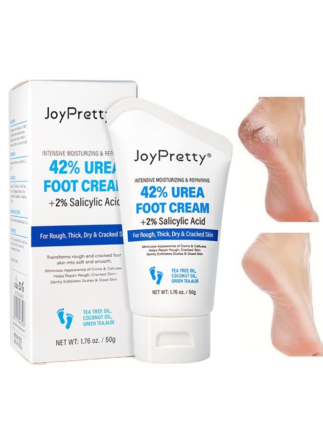 JoyPretty 42% Urea Foot Cream + 2% Salicylic Acid, Percent for Feet Maximum Strength , Callus Remover, Dead Skin Exfoliation, Hand & Foot Cream for Dry Cracked Hands,Elbows, Feet, Heels, Knees 50g  - Image 1