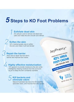 JoyPretty 42% Urea Foot Cream + 2% Salicylic Acid, Percent for Feet Maximum Strength , Callus Remover, Dead Skin Exfoliation, Hand & Foot Cream for Dry Cracked Hands,Elbows, Feet, Heels, Knees 50g  - Image 3