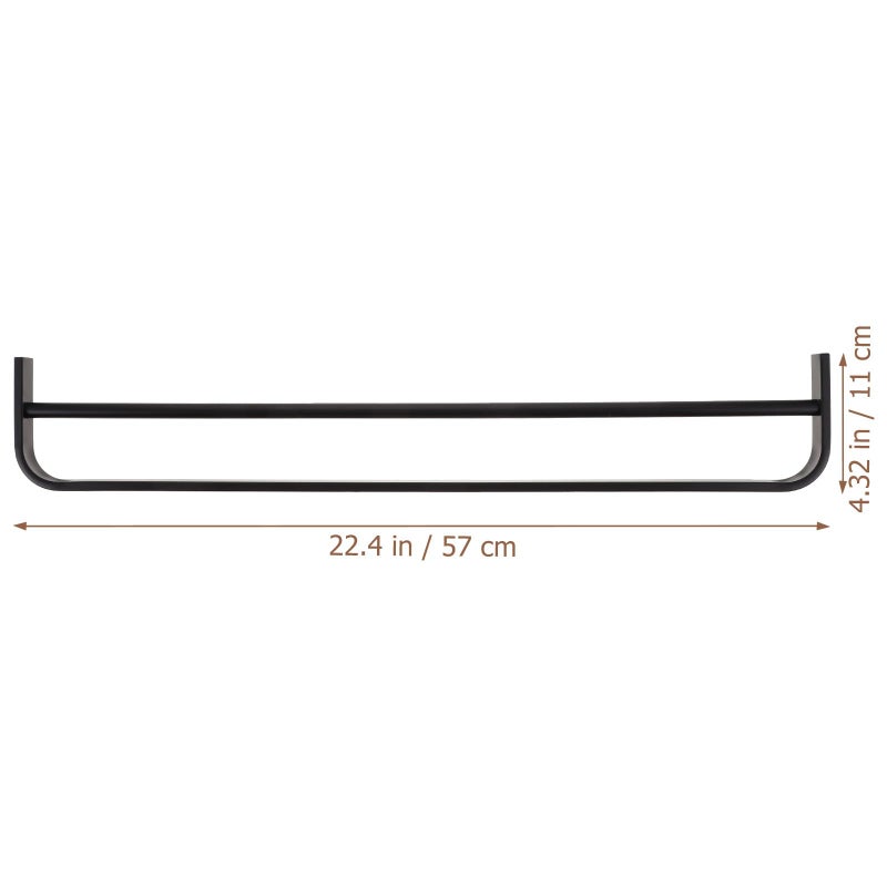 58cm Double Rod Towel Rack Wall Mounted with Dual Hooks for Bathroom and Kitchen Storage - Image 3