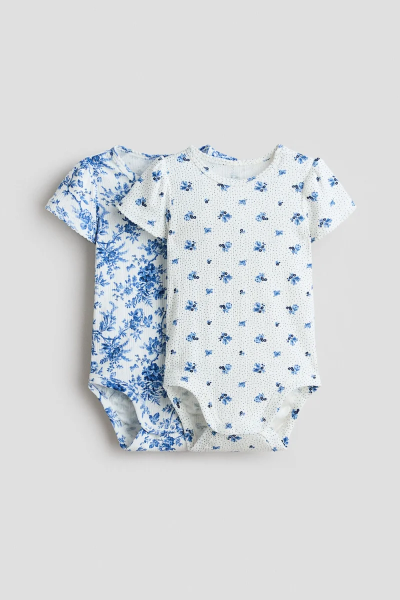 H&M 2-pack floral-print pointelle bodysuits