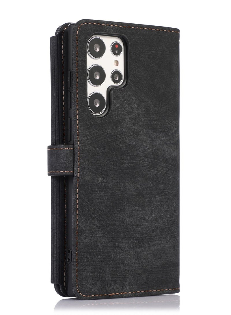 Suteni Zipped Flip Cover Card Slots Leather Phone Case for Samsung - Image 2