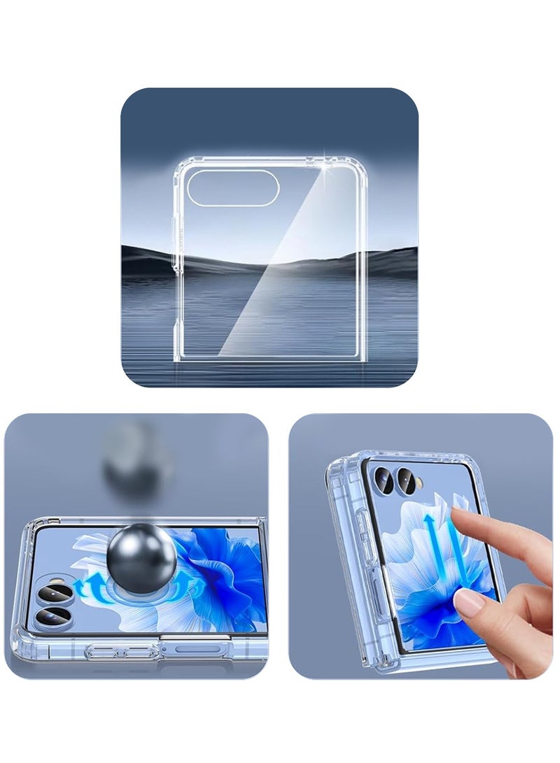 CATANES Transparent MagSafe Case for Samsung Galaxy Z Flip 7 – Slim, Shockproof, Foldable Design with Magnetic Ring - Clear - Image 5