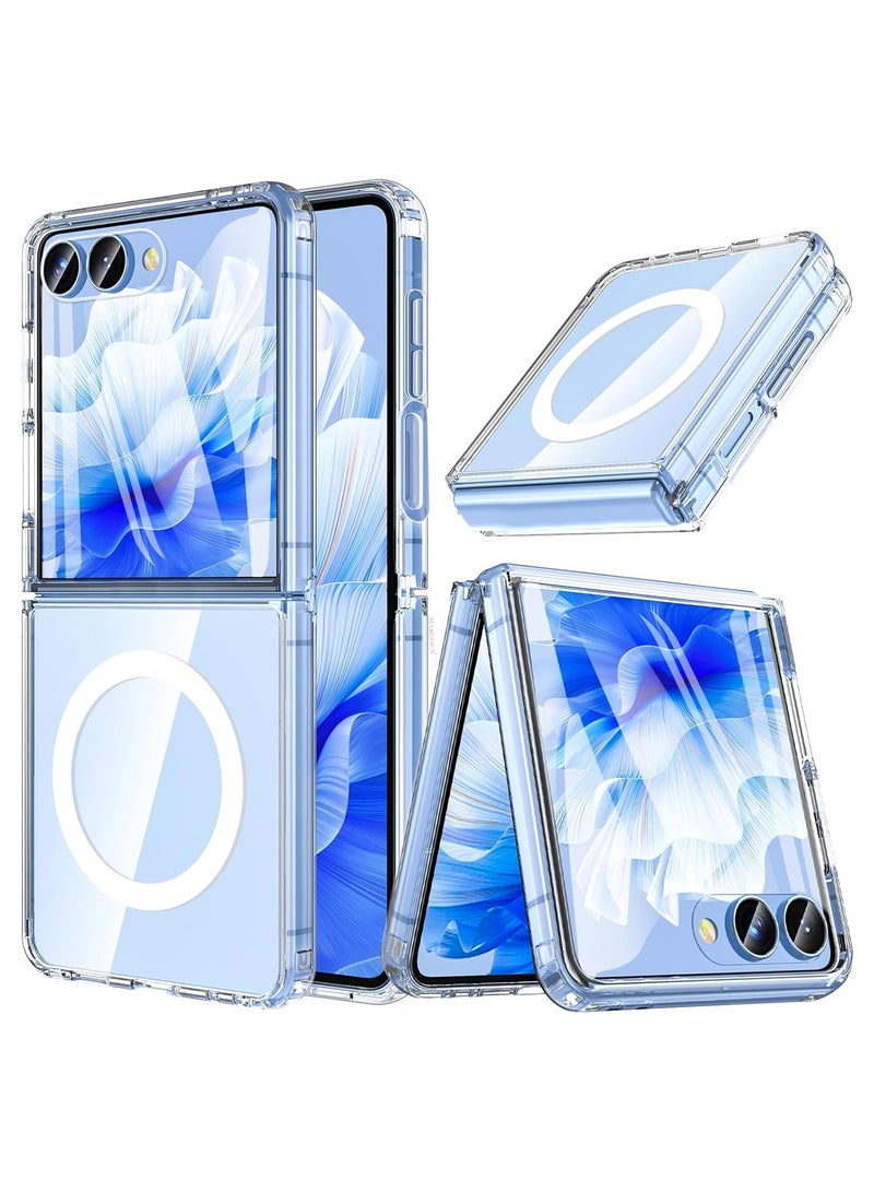 CATANES Transparent MagSafe Case for Samsung Galaxy Z Flip 7 – Slim, Shockproof, Foldable Design with Magnetic Ring - Clear - Image 2