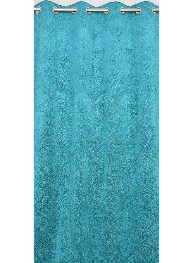 Homefab India 2 Piece Velvet Window Curtains - 5 feet, Aqua Blue - Image 4