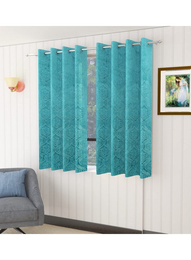 Homefab India 2 Piece Velvet Window Curtains - 5 feet, Aqua Blue - Image 2