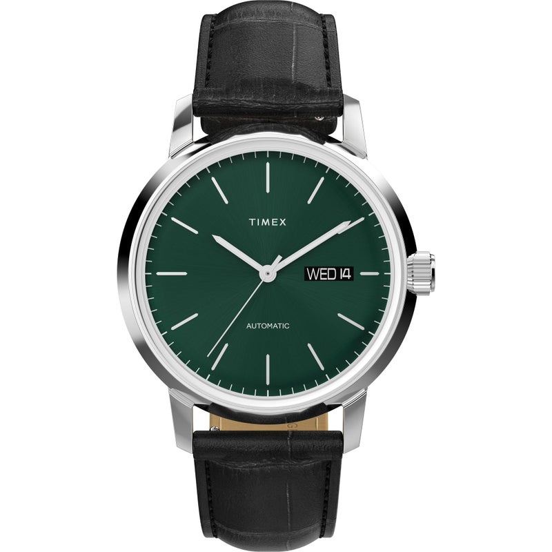 TIMEX ساعة Timex Marlin للرجال 38 مم بحزام أسود وقرص أخضر وعلبة من الفولاذ المقاوم للصدأ - Image 2