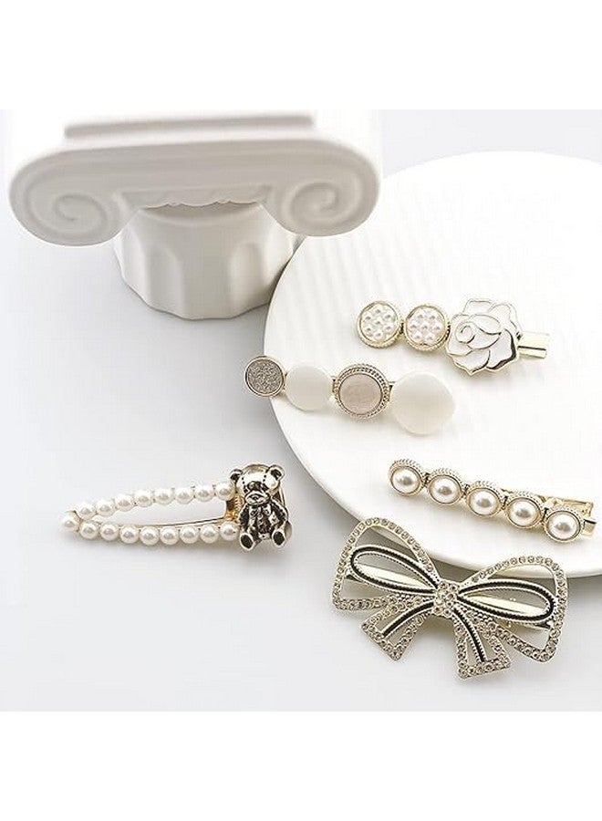 Pactiv PACTIV 2 Set Handmade Pearls Hair Clips Pin for Women Fashion Geometric Flower Barrettes Headwear Girls Sweet Hairpins Hair Accessories PACK OF 10 - Image 5