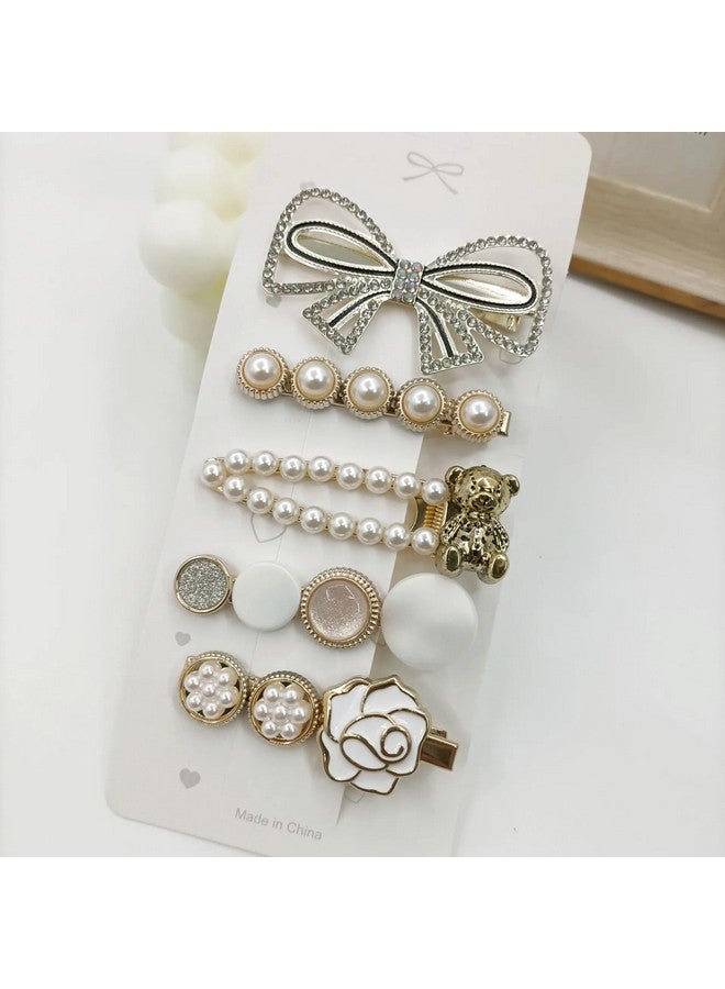 Pactiv PACTIV 2 Set Handmade Pearls Hair Clips Pin for Women Fashion Geometric Flower Barrettes Headwear Girls Sweet Hairpins Hair Accessories PACK OF 10 - Image 4