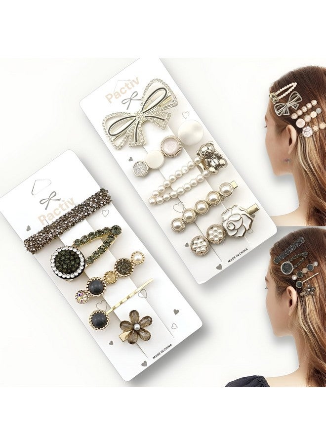 Pactiv PACTIV 2 Set Handmade Pearls Hair Clips Pin for Women Fashion Geometric Flower Barrettes Headwear Girls Sweet Hairpins Hair Accessories PACK OF 10 - Image 1
