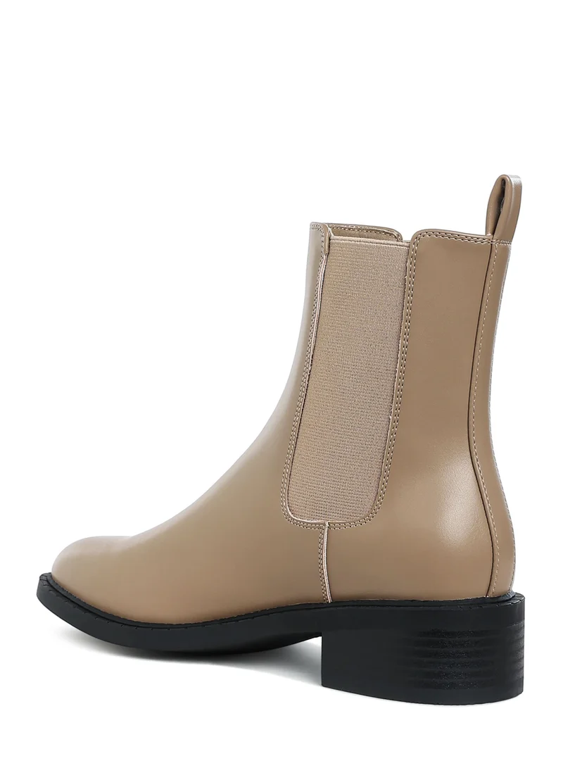 London Rag London Rag Women's Stacked Heel Chelsea Boots in Beige