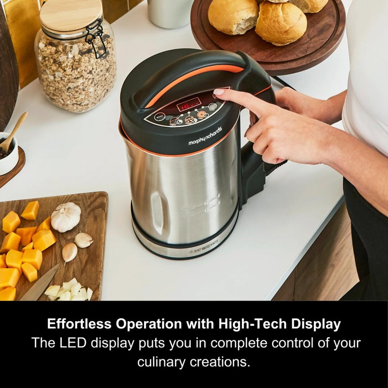 Morphy Richards Classic Soup Maker, 1.6L, Multi-Settings, LED Displayed Panel, Motorised Blade, Stainless Steel, 1000W, 48822 - Image 3