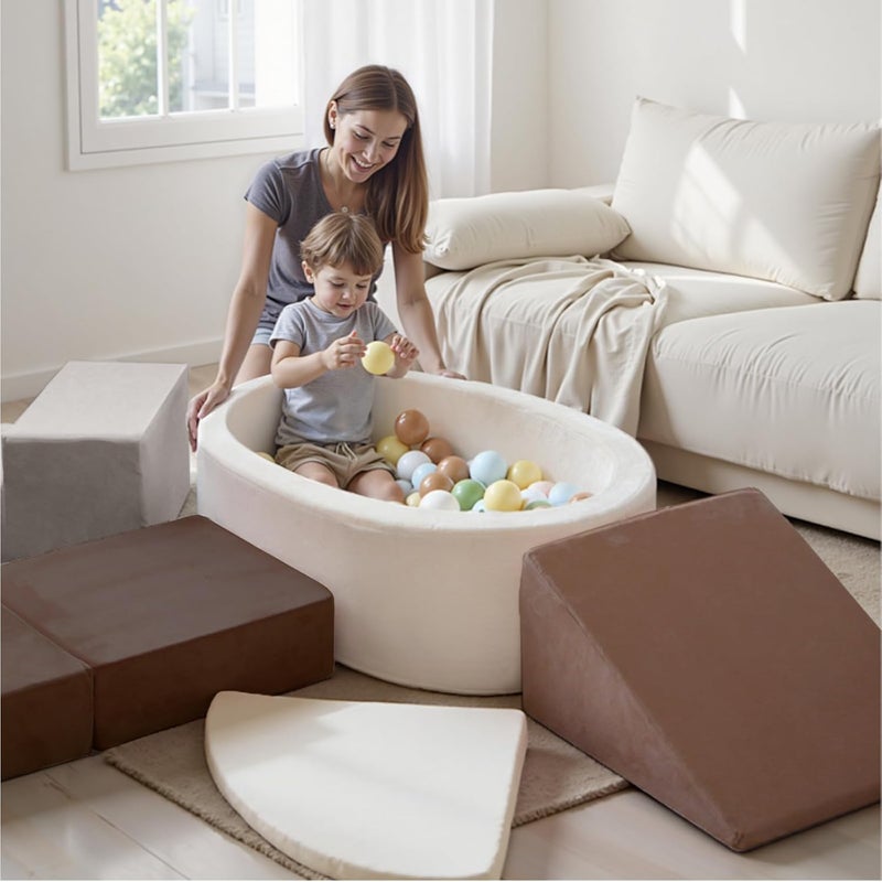 BanaSuper Educational Modular Foam Blocks | EN71 Certified Indoor Motor Skill Game for Children with Foam Climbing Blocks and Ball Pit (No Balloon) | Ball Pit, Coffee Grey - Image 2