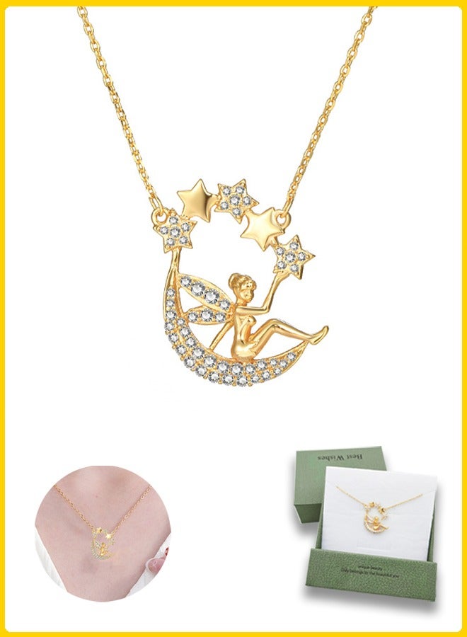 Organizer Women Necklaces Trendy 18k Gold Plated, Moon Planet, Heart,Pendant Gifts For Women - Image 1