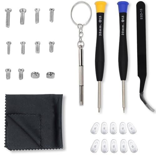 Sanwior Eyeglass Repair Kit with Anti Slip Glasses Nose Pad Replacement and Glasses Screws, Tool Kits for Sunglass, Eye Glass Repairing Kit with Eyeglass Screws and Nose Pads, Eye Glass Screwdriver Kits - Image 1