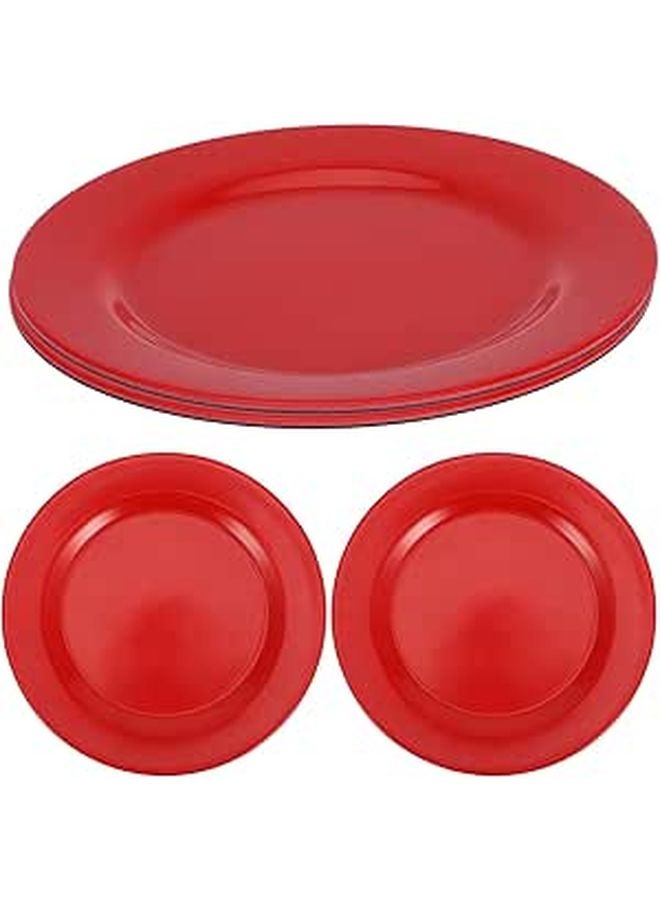 4Pcs 7 Inch Crimson Ebony Melamine Dinner Plates Lightweight Camping Outdoor Tableware - Image 1