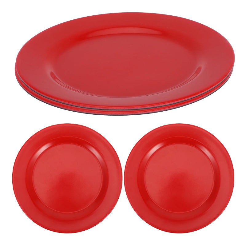 4Pcs 7 Inch Crimson Ebony Melamine Dinner Plates Lightweight Camping Outdoor Tableware - Image 2