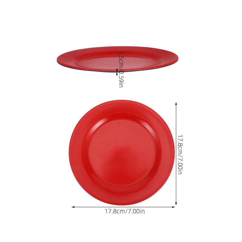 4Pcs 7 Inch Crimson Ebony Melamine Dinner Plates Lightweight Camping Outdoor Tableware - Image 3