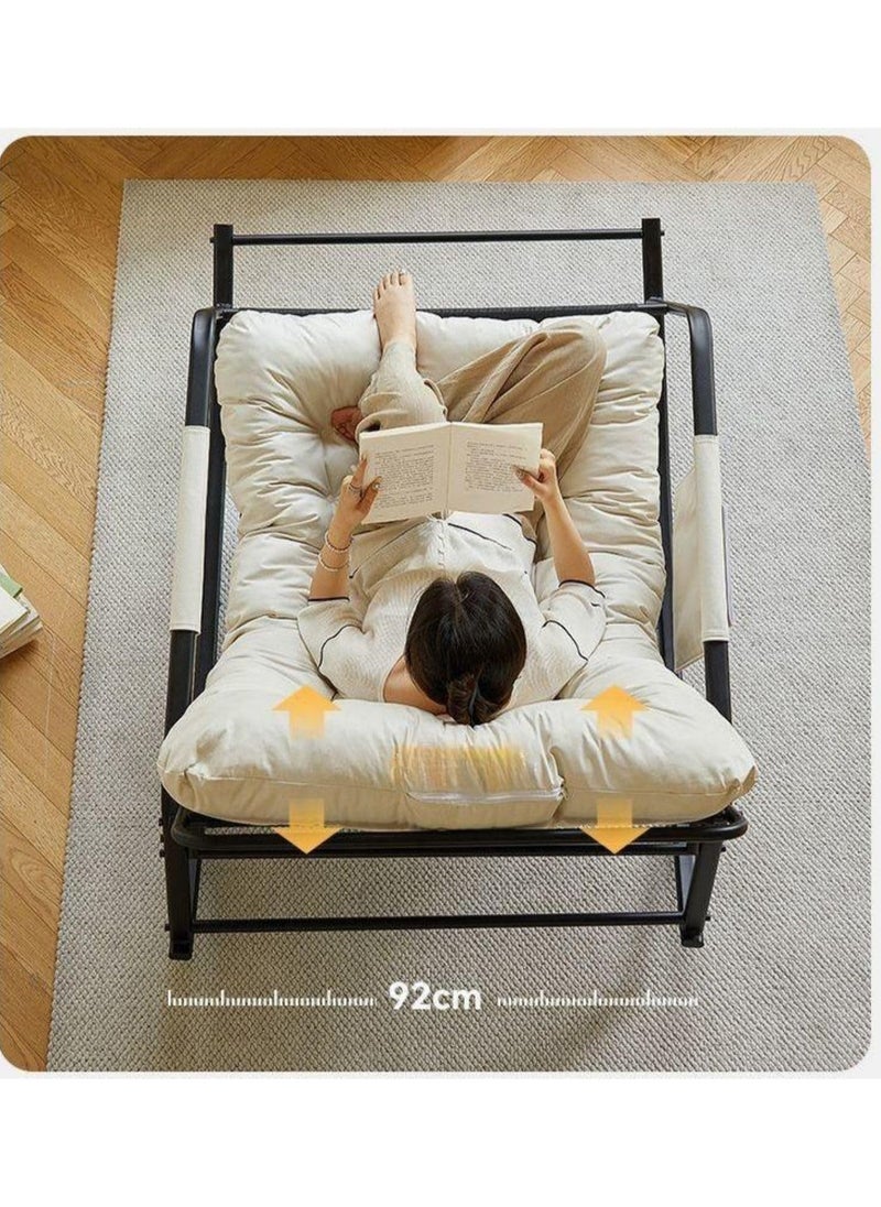 Cool Baby Style COOLBABY Oversized Rocking Chair Casual Side Armchair Comfortable Lunch Break Chair Thick Technical Cloth Cushion Steel Legs Suitable for Living Room Bedroom and Balcony  - Image 3