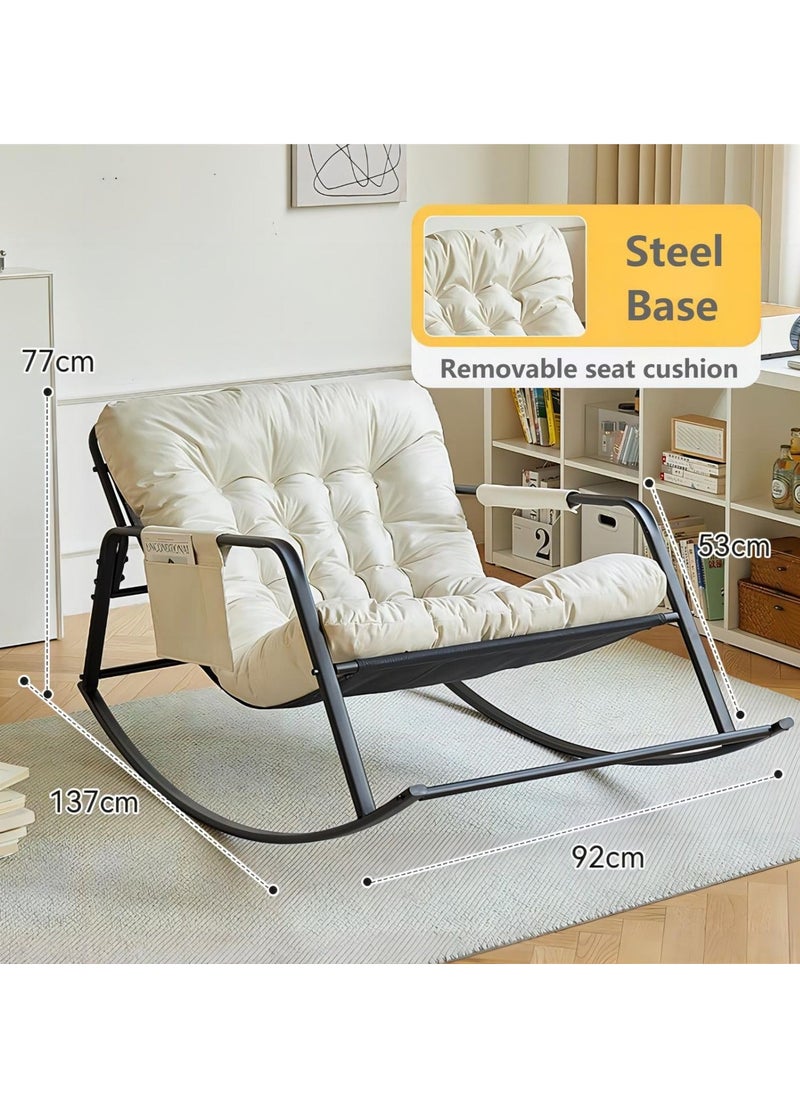 Cool Baby Style COOLBABY Oversized Rocking Chair Casual Side Armchair Comfortable Lunch Break Chair Thick Technical Cloth Cushion Steel Legs Suitable for Living Room Bedroom and Balcony  - Image 4