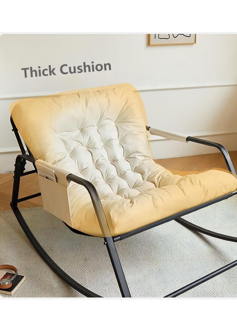 Cool Baby Style COOLBABY Oversized Rocking Chair Casual Side Armchair Comfortable Lunch Break Chair Thick Technical Cloth Cushion Steel Legs Suitable for Living Room Bedroom and Balcony  - Image 2