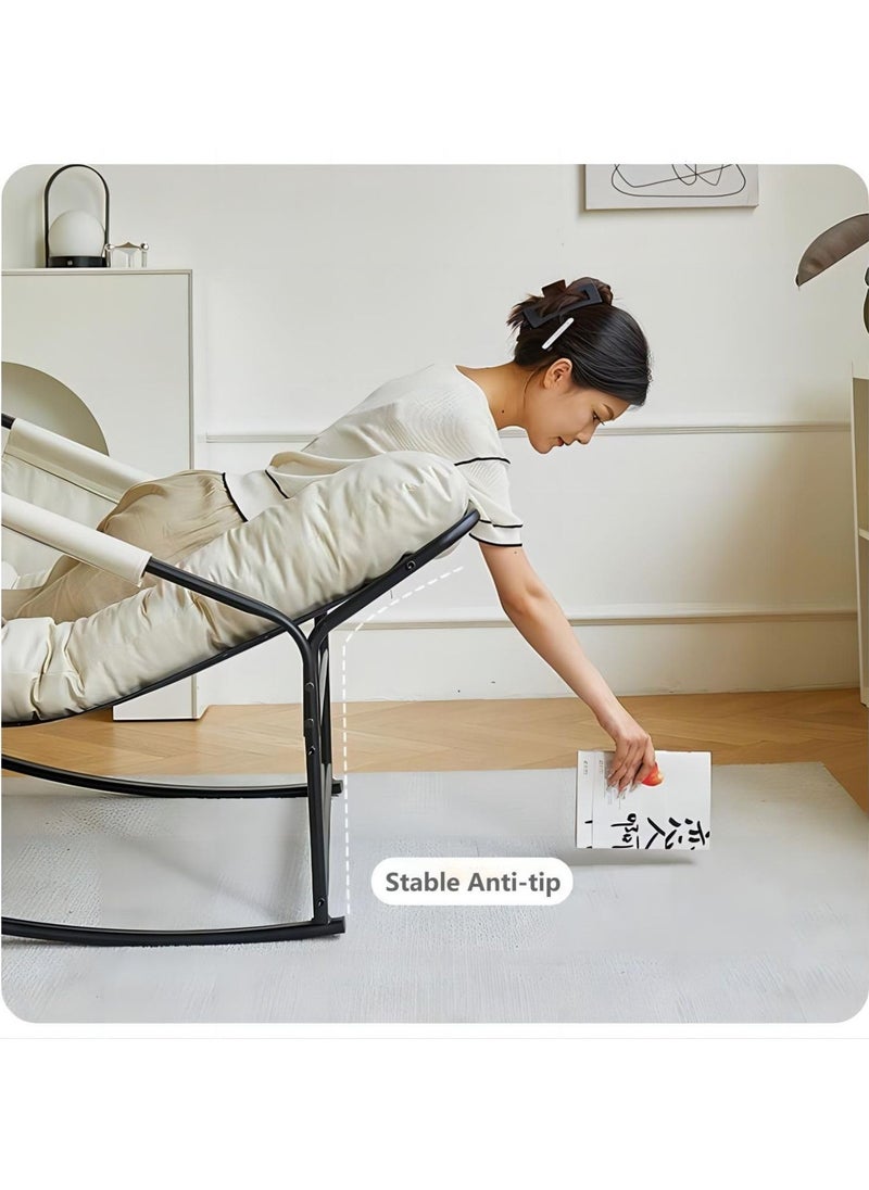 Cool Baby Style COOLBABY Oversized Rocking Chair Casual Side Armchair Comfortable Lunch Break Chair Thick Technical Cloth Cushion Steel Legs Suitable for Living Room Bedroom and Balcony  - Image 5