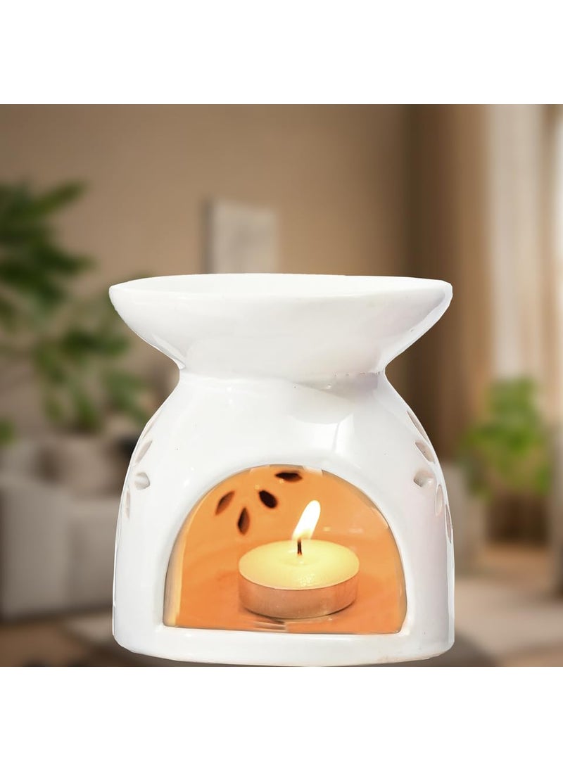 AuraCam AuraCam Ceramic DiffuserEssential Oil Diffuser with Tea Light Candle Pack of 1 Ceramic Oil DiffuserEssential Oil BurnerAroma Diffuser for Home Office Toilets White  - Image 4