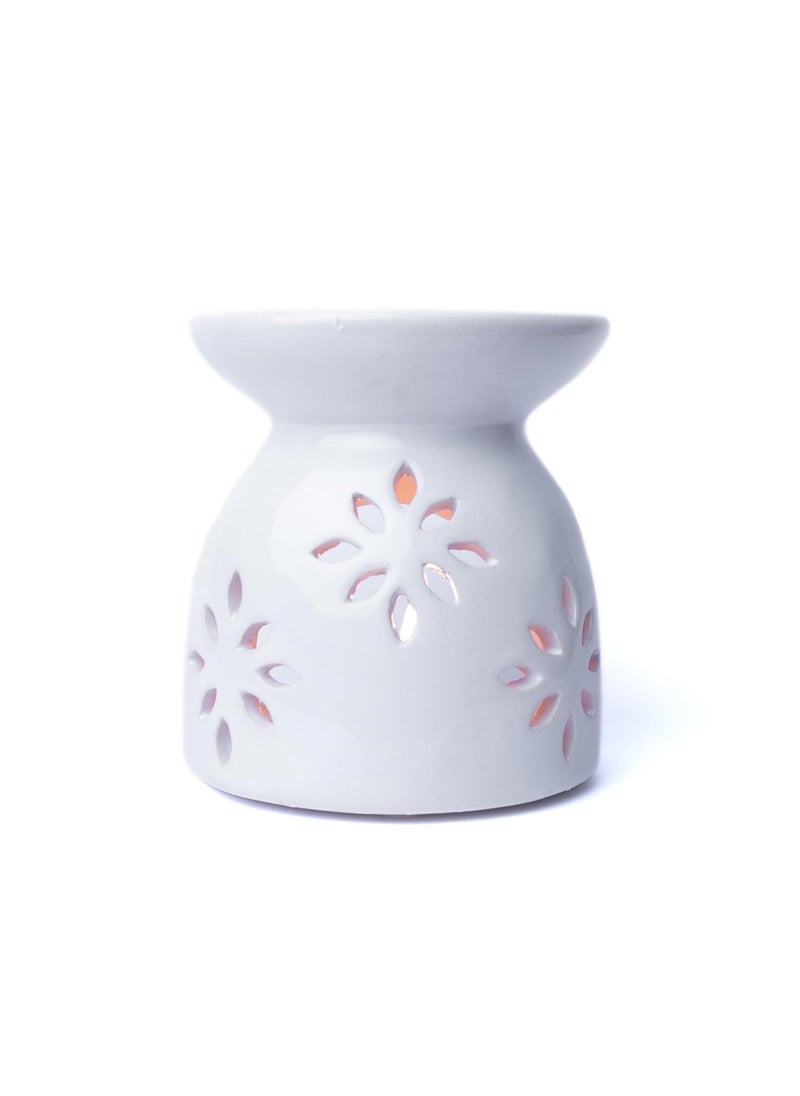 AuraCam AuraCam Ceramic DiffuserEssential Oil Diffuser with Tea Light Candle Pack of 1 Ceramic Oil DiffuserEssential Oil BurnerAroma Diffuser for Home Office Toilets White  - Image 2