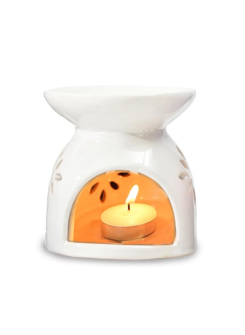 AuraCam AuraCam Ceramic DiffuserEssential Oil Diffuser with Tea Light Candle Pack of 1 Ceramic Oil DiffuserEssential Oil BurnerAroma Diffuser for Home Office Toilets White  - Image 5