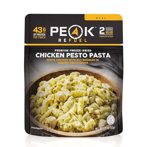 Peak Refuel Chicken Pesto Pasta| Premium Freeze Dried Camping Food | Backpacking & Hiking MRE Meals | Just Add Water | 100% Real Meat | 43g of Protein | 2 Serving Pouch - Image 1