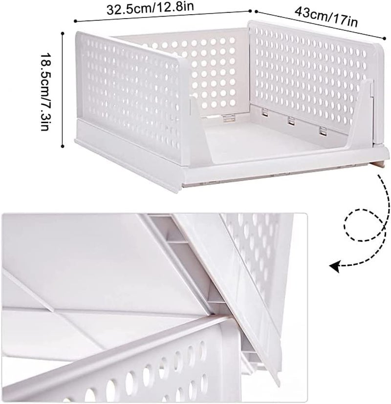 JD FRESH JD FRESH Polypropylene 12 Pieces Wardrobe Organizer for StorageFoldable Stackable Closet BasketCupboard Organizer for ClothesAlmirah Space SaverWhite  - Image 2