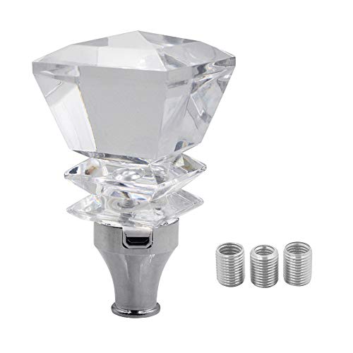 Sakali Crystal Diamond Shape Car Gear Stick Shift Shifter Knob Universal fit for Most Manual Transmission or Automatic Transmission Without Lock Button, Activated Multi-Color LED Light Illuminated - Image 1
