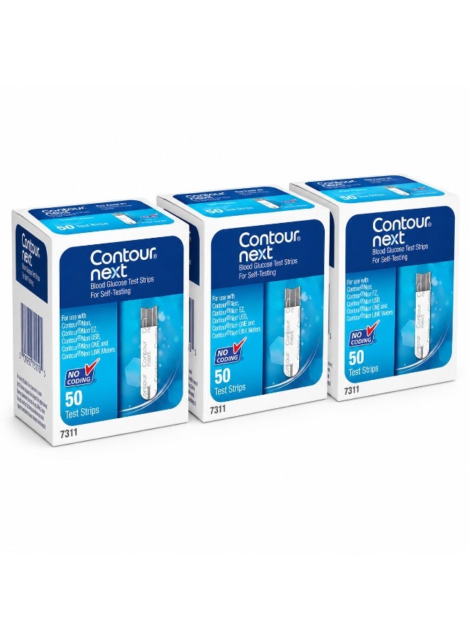 Ascensia Contour Next Test Strips 50 Count x 3 | No Coding | Compatible with Contour Meters - Image 2