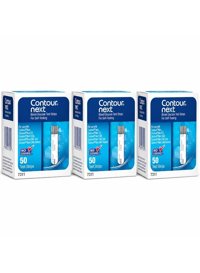 Ascensia Contour Next Test Strips 50 Count x 3 | No Coding | Compatible with Contour Meters - Image 1