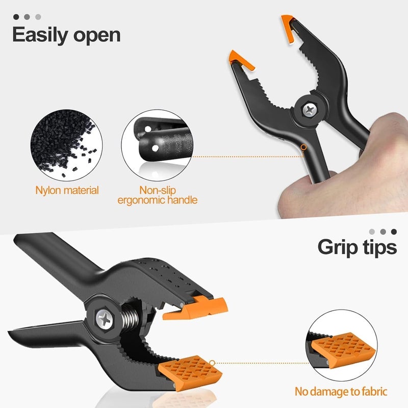 EMART 6 Pack Heavy Duty Muslin Spring Clamps, 4.5 inch Photo Booth Backdrop Clips for Photography Studio - Image 5