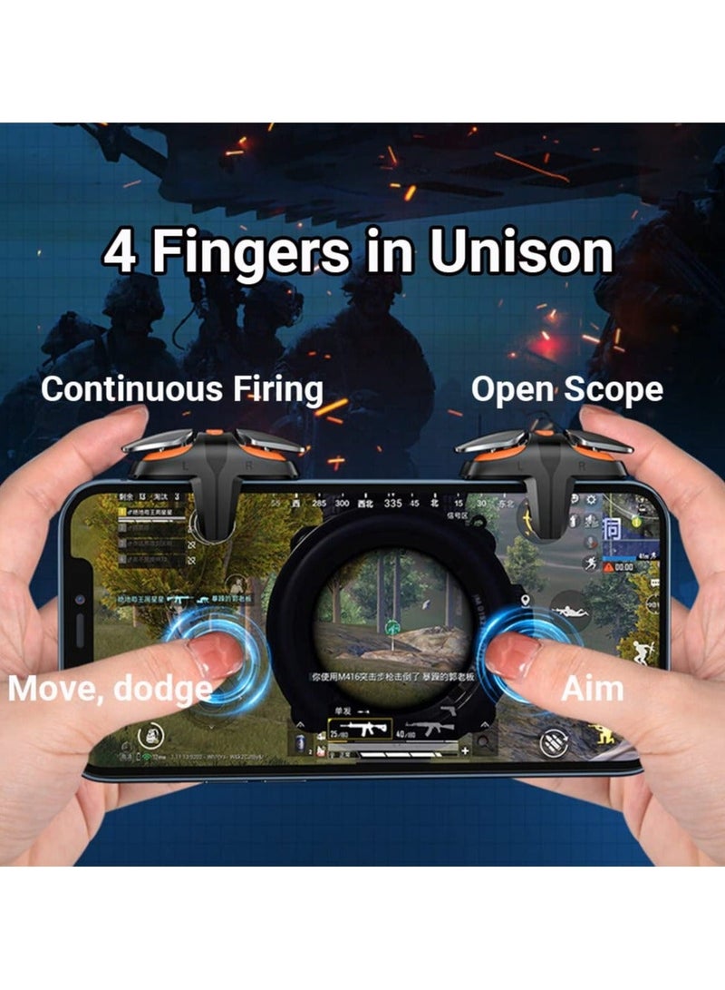 حزمة 2 من وحدات تحكم الألعاب المحمولة، مشغلات الهاتف لببجي، نقرات سريعة التردد عالية الحساسية، أزرار الهدف والإطلاق المزدوجة للألعاب لببجي متوافقة مع آيفون وأندرويد - Image 5